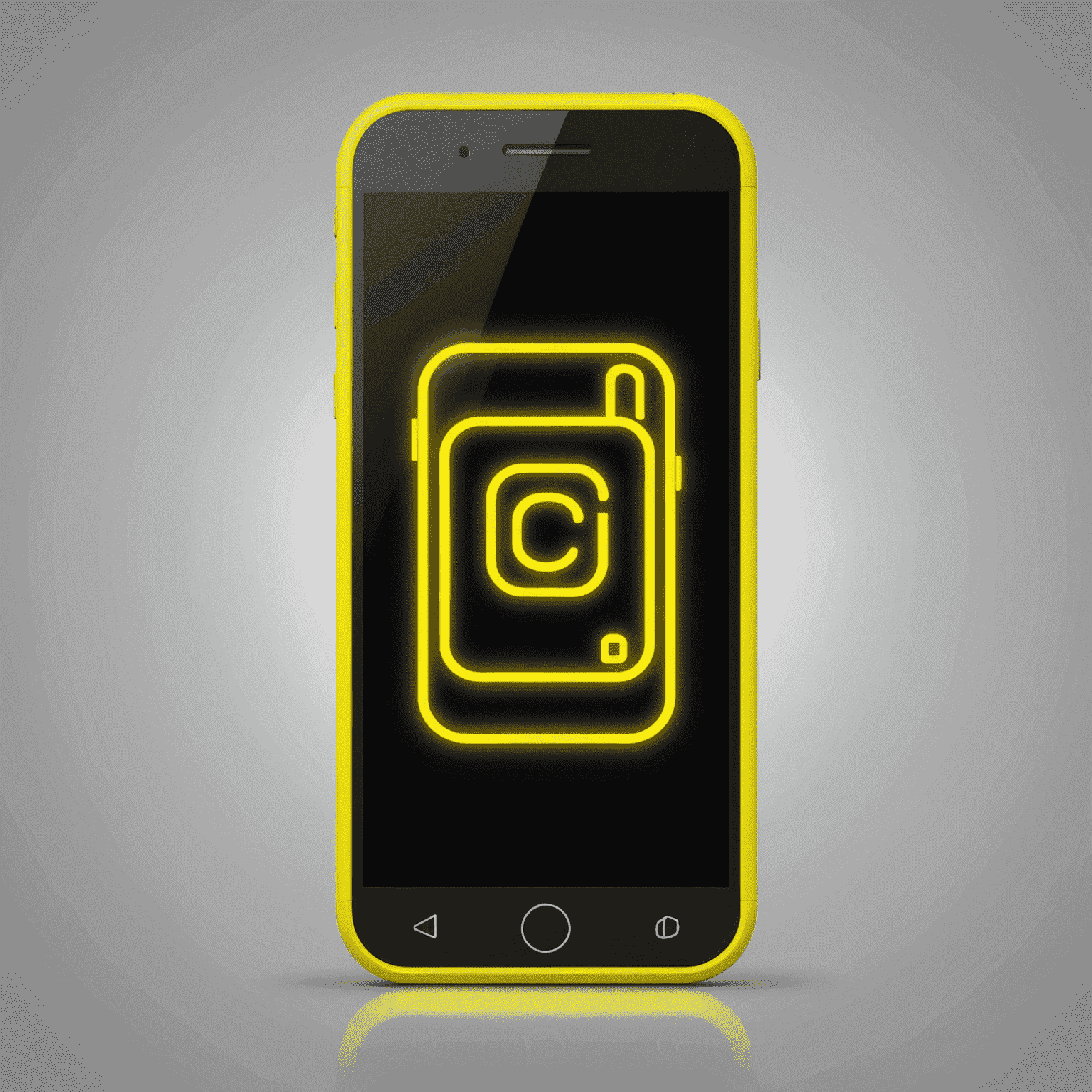 mobilule_com logo - a stylized mobile phone with neon yellow glow