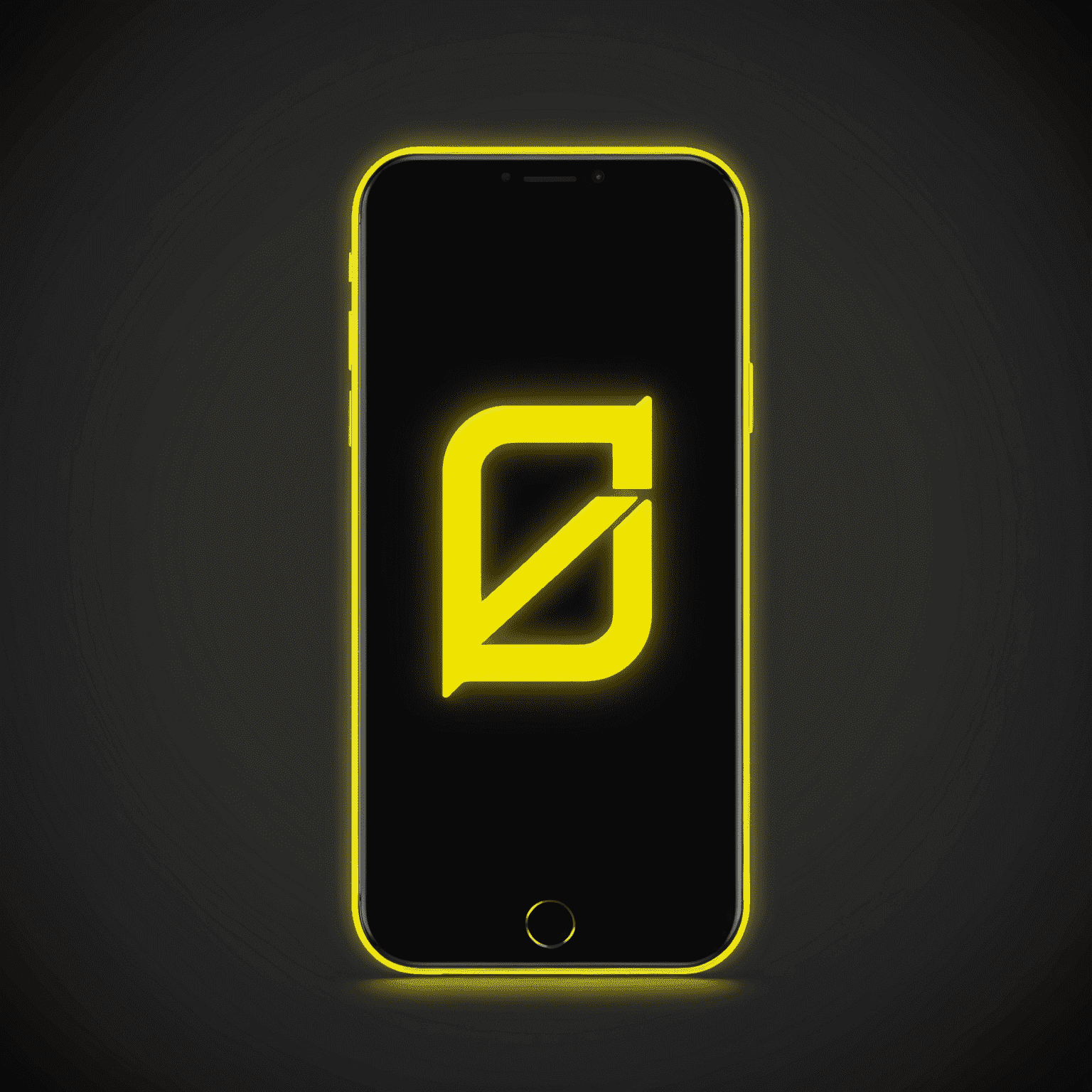 mobilule_com logo - a stylized mobile phone with neon yellow glow