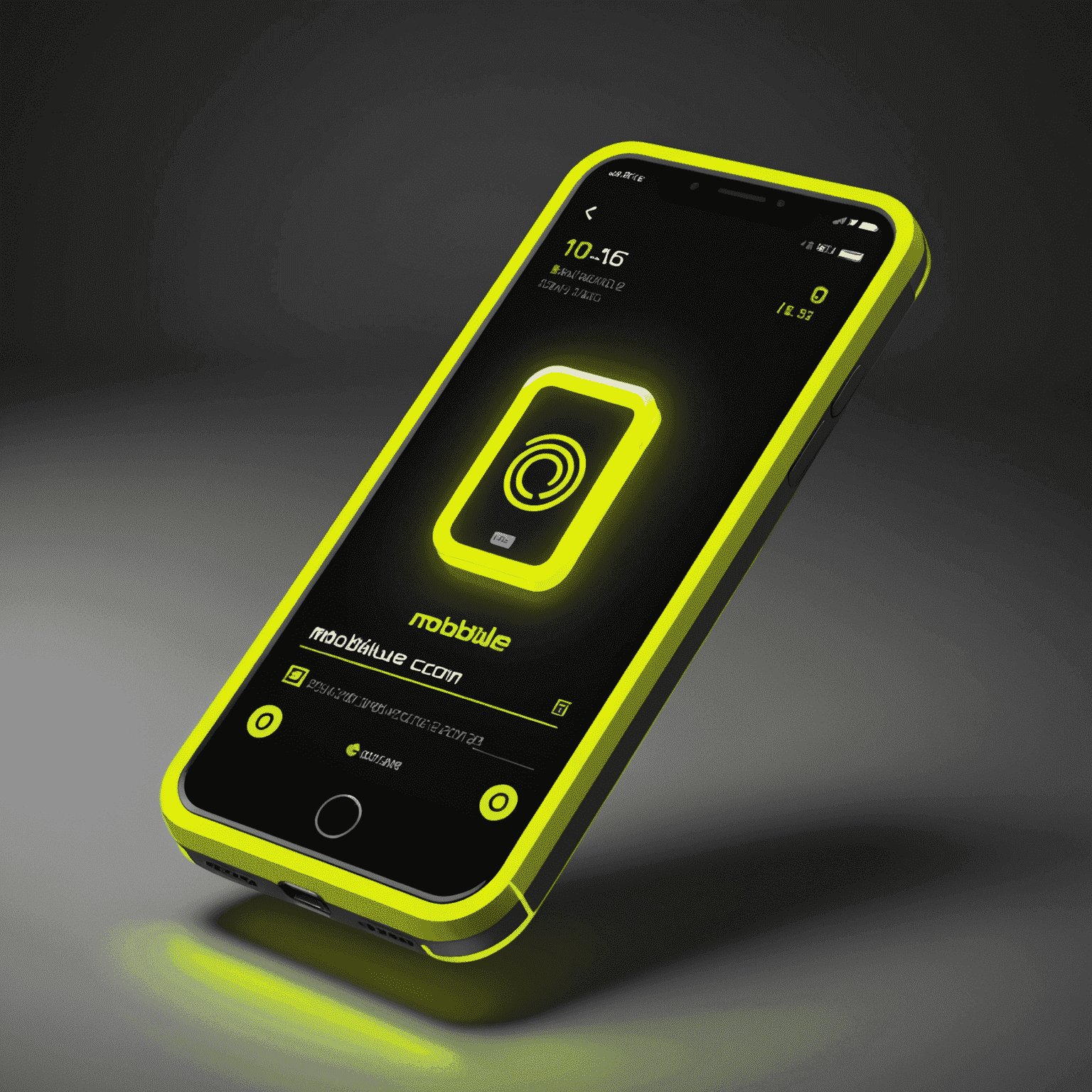 mobilule_com logo - a stylized mobile phone with neon yellow glow