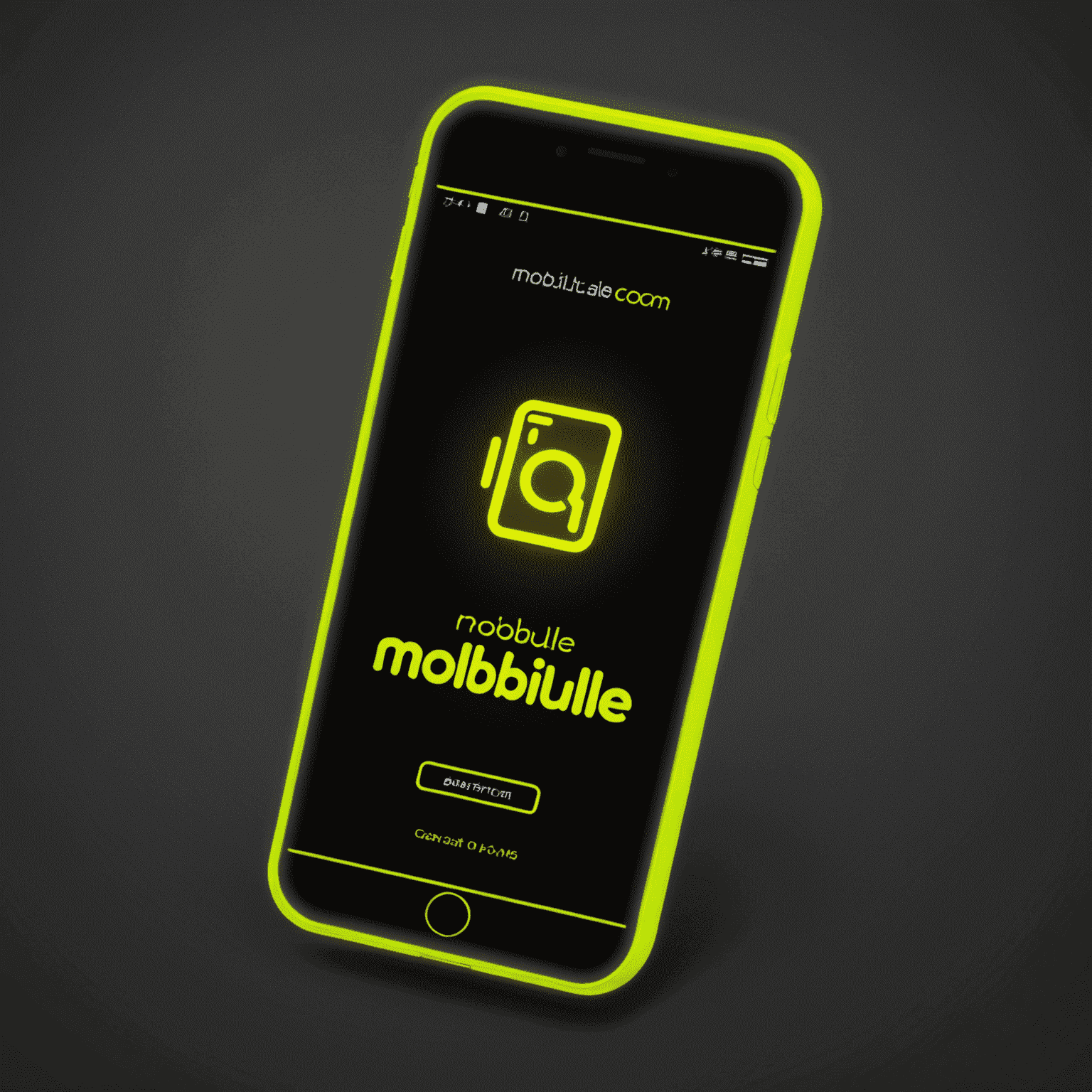 mobilule_com logo - a stylized mobile phone with neon yellow glow