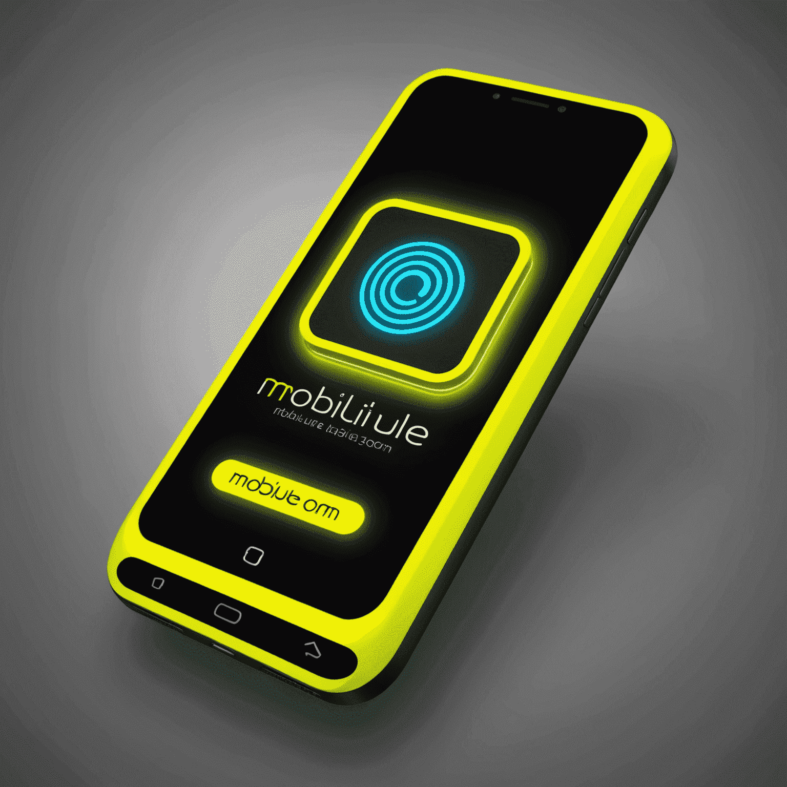 mobilule_com logo - a stylized mobile phone with neon yellow glow