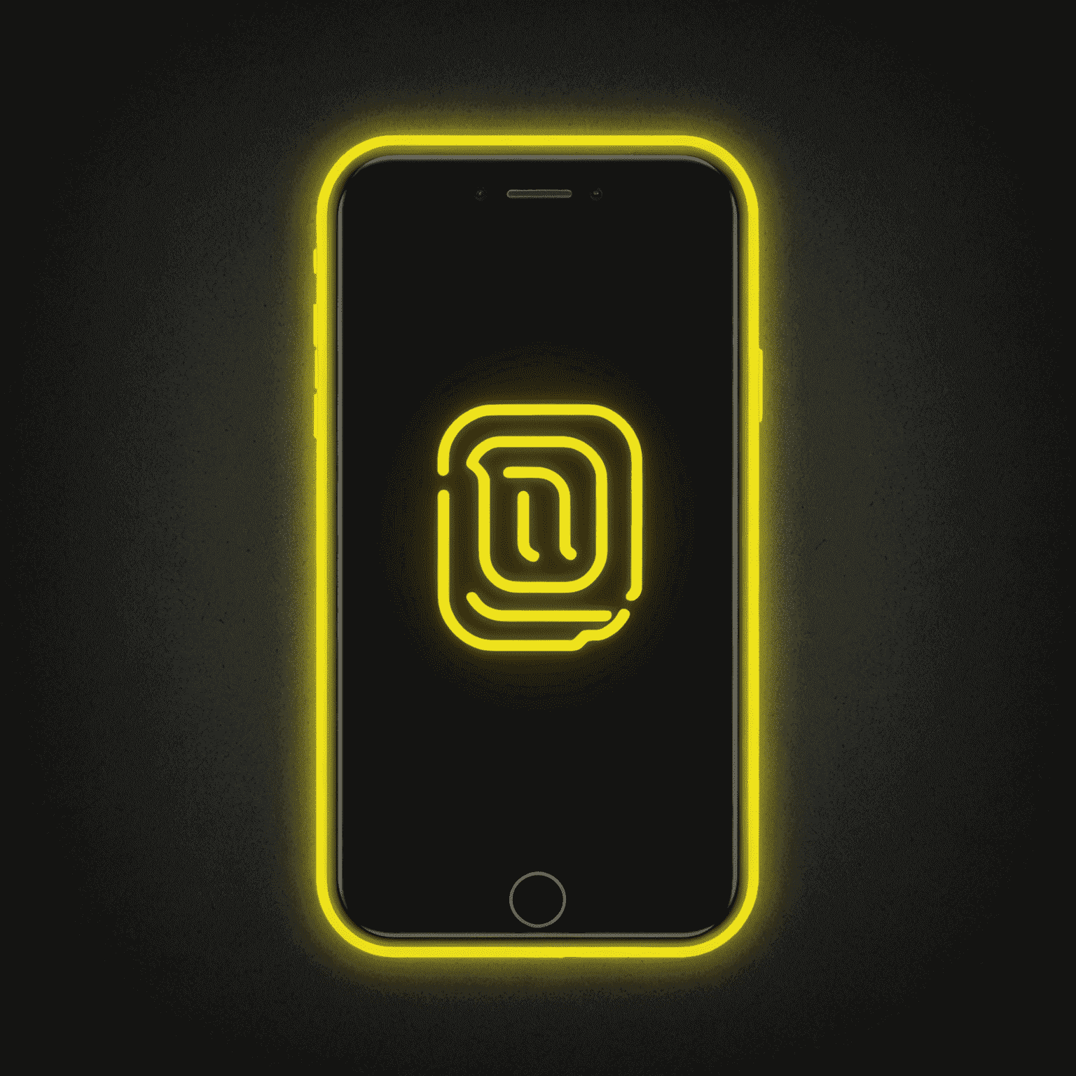 mobilule_com logo - a stylized mobile phone with neon yellow glow
