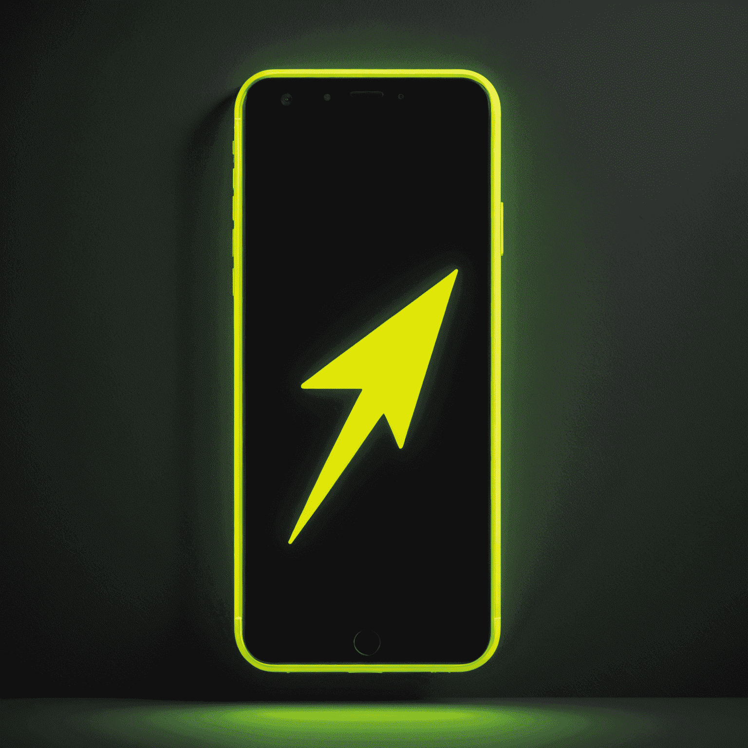 A neon yellow smartphone with an upward arrow, indicating device upgrade options